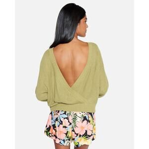 Hurley Women's Open Crossback Pullover Sweater Long Sleeve Khaki Green Size XS
